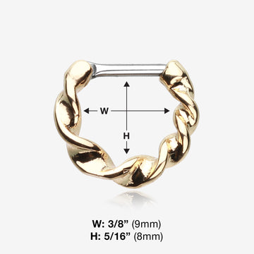 Detail View 1 of Golden Figaro Twist Septum Clicker Ring-Gold
